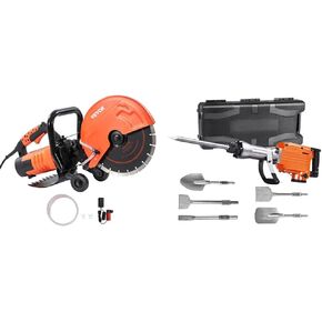 VEVOR Electric Concrete Saw, 9 in Circular Saw Cutter with 3.5 in Cutting Depth, Wet/Dry Disk Saw Cutter Includes Water Line, Pump and Blade, for Stone, Brick, Porcelain, Concrete, 1800W/15A Motor