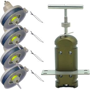 Trip Wire Reel and Trip Alarm Bundle Set - 12 Gauge Quad 3.0-85 ft Kevlar Reusable 50 lb Reels - Perimeter Defense Device 360° Coverage Warning Security for Camping Safety (Olive Drab, 4 Pack Reel)