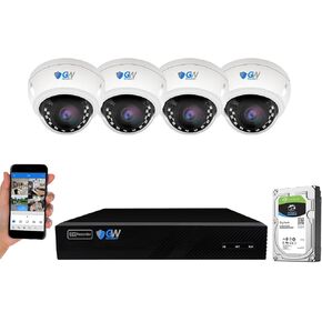 GW Security AutoFocus 4K (8MP) Smart AI Motorized Zoom Security Camera System, 8 Channel H.265 4K NVR with 4 x 8 Megapixel 2.8-8mm 3X Optical Zoom Waterproof IP PoE Dome Cameras Built-in Microphone