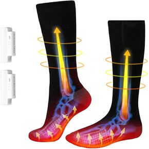 جوارب ساخنة للرجال والنساء، بطارية قابلة لإعادة الشحن 2200 مللي أمبير في الساعة، جوارب كهربائية للتدفئة في الشتاء، جوارب حرارية للتخييم وتدفئة القدم وقابلة للغسل للتزلج في الشتاء والصيد والتخييم in Kuwait