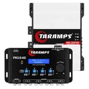 Taramps HD 3000 2 Ohms Class D monoblock car Audio Amplifier 3000 watts RMS + Taramps Pro 2.4s DSP Digital Signal Processor and Equalizer Bundle, 2-Pack