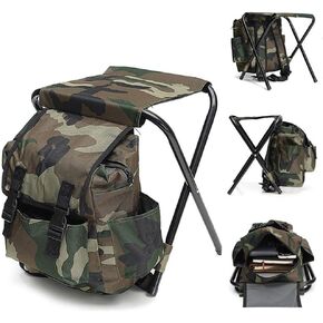 Portable Mountaineering Backpack Chair,Foldable Fishing Chair，100kg Max Load Oxford Cloth Stool Backpack for Camping, Hiking,Travel