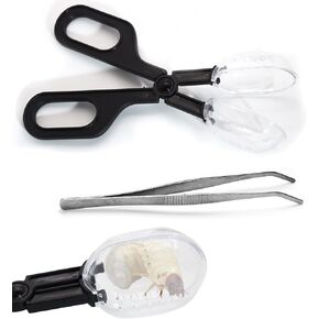 2Pcs Stainless Reptile Feeding Tongs and Feeding Clamp for Fish Aquariums, Reptiles Snakes Lizard Gecko Spider and Bird (Black)