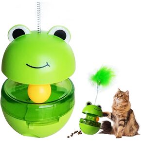 Cat Toy Ball Track, Cat Ball Toy with Feather Cat Teaser, Cat Treat Dispenser Toy with Interactive Cat Toys for Indoor Cats Toy Slow Feeder Treat Ball Cat Puzzle Feeder Toy Tumble Cat Spill Ball Toy