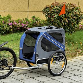 NicBex Dog Stroller with 3 Entrances Large Wheels for Off-Road & Mesh Screen Dog Bike Trailer Pet Cart Bicycle Wagon Cargo Carrier for Travel, Blue