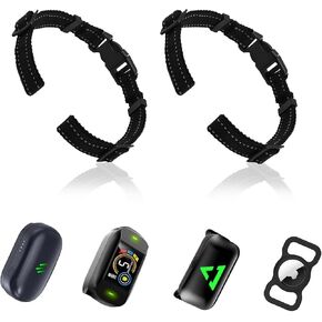 2 Pack Shock Collar Replacement Strap, Adjustable Heavy Duty Replacement Collar Strap, Reflective Nylon Collar for Shock Training Bark Collar, 3/4 inches Dog Collar Replacement Strap