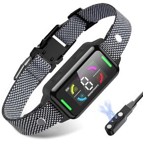 Dog Bark Collar Waterproof Dog Shock Collar Rechargeable Automatic Dog Shock Collar Safe Barking Collar Anti Bark Collar with Beep Vibration Shock for Large, Medium and Small Dogs (Black)