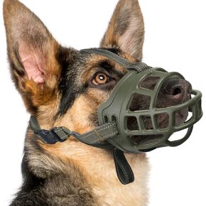 BARKLESS Dog Muzzle, Basket Muzzle for Small Medium Large Dogs, Soft Cage Mouth Cover for Biting Chewing, Allow Drinking Panting for German Shepherd Pitbull Rottweiler (4 (Snout 10¼-12¼"), Green)