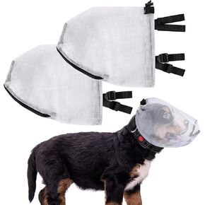 2 PCS Dog Air Mask Foxtail Protection Net with Mouth Zipper Head Protector Dog Preventing Fox Tail Hood Face Guard for Outdoor Hiking Camping (Gray, Medium (Gray, L)