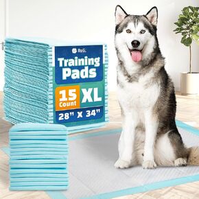 Reli. Dog Pee Pads Extra Large (15 Count) | Dog Pads XL, 28" x 34" | Super Absorbent Puppy Pee Pads | Leak-Proof Dog Training Pads | X-Large Puppy Pads for House, Crate Training | Disposable Potty Pad