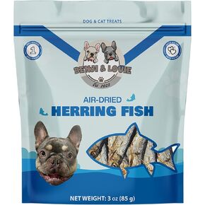 Benji & Louie Air Dried Herring Fish for Dogs and Cats - Natural Healthy Dog and Cat Treats, Single Ingredient, 3 oz