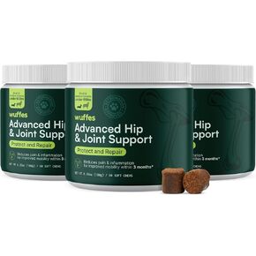Wuffes Hip and Joint Supplement for Small & Medium Breeds - Glucosamine & Chondroitin Chews Bundle - 3 Pack - 180 Count