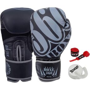 طقم قفازات الملاكمة مع لفافة اليد وقفازات MMA الجلدية المرنة لحماية الفم in Kuwait