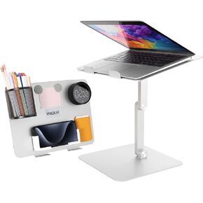 MT3 Adjustable Laptop Stand for Desk, Foldable Standing Laptop Holder Stand, Organizer for Desk Laptop Riser Compatible with Magnetic Accessories，All Laptops and Tablets Up to 17 inch (Silver)