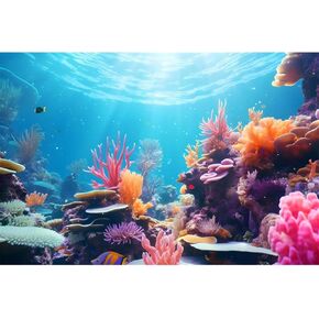 AWERT 30x18 inches Ocean Undersea Theme Aquarium Background Colorful Coral Tropical Fish Tank Background Polyester Underwater World Fish Tank Background