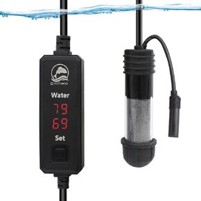 Small Aquarium Heater 25W Submersible Fish Tank Heater with Intelligence Temperature Probe and Dual LED Display Temperature Controller for 1-5 Gallons, Suitable for Saltwater and Freshwater