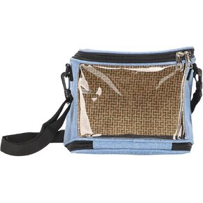 flexman Bird Carrier Bag, Portable Transparent Lightweight Breathable Parrot Travel Cage with Side Pockets: for Macaws, Parrots, Birds, Hamsters, Small Lizards (Blue)
