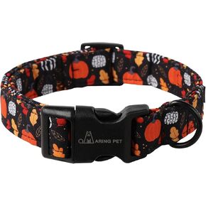 ARING PET Halloween Dog Collar-Cotton Pink Pumpkin Dog Collar, Adjustable Halloween Themed Pet Collars Puppy Collar with Quick Release Buckle for Girl&Boy Dogs