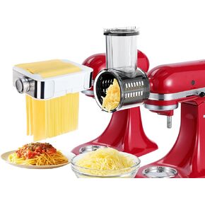 Slicer/Shredder Pasta Maker Set for Kitchenaid Stand Mixer,Fresh Prep Cheese Grater Food Slicers Attachment for Mixer 5 Blades,Kitchen Aide Pasta Attachment for Kitchenaid Mixer,Homemade Fresh Easily