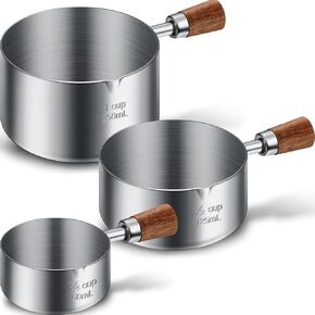 3 Pcs Dog Food Scoop Pet Food Measuring Cup Stainless Steel Measuring Cup for Dog Food 1 Cup, 1/2 Cup, 1/4 Cup Scoop with long Handle for Dog Cat Rabbit Food Feeding Kitchen Gadget Utensil