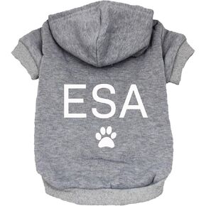 ESA (Emotional Support Animal) Pullover Fleece Lined Dog Hoodie (Grey Hooded Sweatshirt)