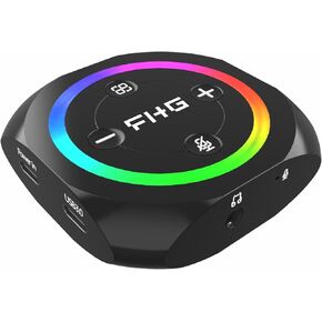 FHG Docking Station 7.1 Surround Sound for Gaming Headset, Upgrade Headphone with AI Noise Canceling Built-in Mic, Mute in-line Controls, 4 in 1 USB 3.0 Hub for Desktop Laptop with Gaming Earbuds