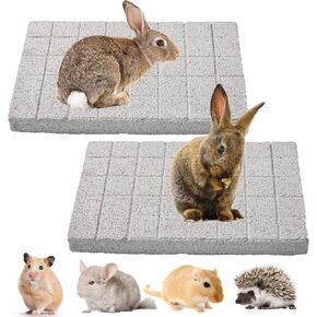 2 Pack Rabbit Grinding Claw Pads Bunny Scratch Foot Pad Natural Hamster Lava Grinding Teeth Stone Small Animal Scratching Pads Chew Toys for Chinchilla Rat Guinea Pig Hedgehog Ferret Gerbil