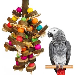Bird Toys, Parrot Toys Natural Peppered Wood Bird Chew Toys for Small and Medium-Sized Parakeet,Cockatiel,Conures,Lovebirds Macaws,African Grey,Cockatoos,Amazon Parrots,Aviary Hanging Toys
