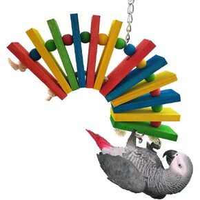 Bird Chew Toys - Parrot Cage Bite Toy Wooden Blocks Bird Parrot Toy for Small and Medium Cockatoos and Various Birds
