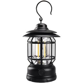 LED Camping Lantern, AmaLux Dimmable Vintage Rechargeable Lantern, IPX4 Water Resistant Portable Emergency Lights, Outdoor Hanging Tent Light for Hurricane, Camping, Survival Kits, Hiking