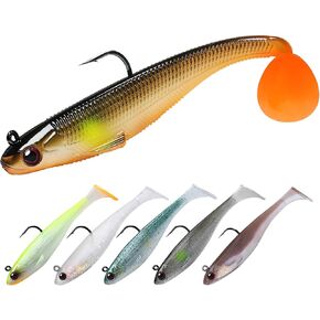 Soft Bait for Bass Fishing,Pre-Rigged Hookhead Fishing Lures, Soft Plastic Swimbaits with Paddle Tail, Trout Bass Sinking Baits Kit for Saltwater/Freshwater, Fishing Gear and Crappie Fishing Jigs