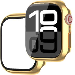 Yitork 2 Pack Case for Apple Watch Series 10 46mm with Built in Screen Protector, HD Hard Full Face Cover Accessories for Iwatch Screen Protector Men Women, Gold