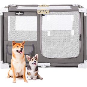 Dog Playpen, Portable Collapsible Dog Crate for Medium Dogs, Cats, Oxford Fabric Puppy Playpen, Dog Play Pen Indoors with Carrying Bag, Cat Playpen for Travel Camping, Outdoor (M)