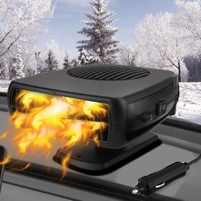 【New】Portable Car Heater, 12V 200W Heater for Car, Auto Car Heaters, Car Windshield Defogger Defroster,2 in 1 Fast Heating & Cooling, Auto Ceramic Heater Fan 360 Degree Rotary Defroster Defogger
