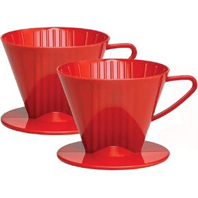 Fino Pour-Over Coffee Brewing Filter Cone, Number 4-Size, Black, Brews 8 to 12-Cups