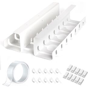 2 Pack Under Desk Cable Management Tray, 17" No Drill/Drill Cable Tray, Desk Cable Management Tray, Wire Management Tray, Cord Management Under Desk, Wire Tray, Desk Cable Tray, White