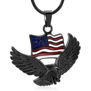 XSMZB Eagle Urn Necklace Stainless Steel Keepsake Ash Jewelry Holder Ashes for Pet Human Memorial Cremation Jewelry for Ashes Pendant Locket for Men Women