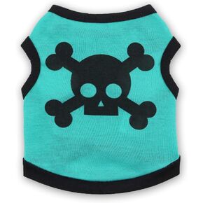 Dog Clothes Cat Shirts Puppy Comfy Soft Light Weight Tank Top Funny Skull Print Kitten Tee Shirts Pet Apparel for Halloween Holiday Party Green01 Medium