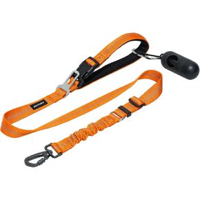 4ft Dog Leash for Medium Large Dogs with Shock Absorption - Car Seat Belt - Length Adjustable&Comfort Padded Handle Pet Leash for Walking Training (Dark Blue, 4 FT)