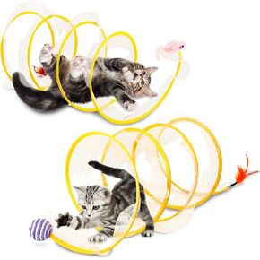 2 Pcs Folded Cat Toys,Indoor Cat Activity Structure,Portable and Foldable,Promoting Happiness and Comfort for Your Beloved Feline Companion(Color:Yellow) in Kuwait