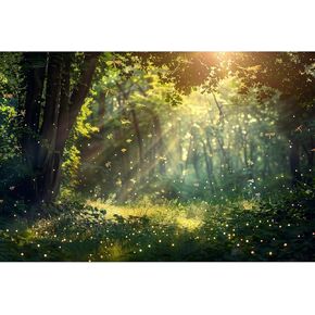 Reptile Habitat Backdrop Lightning Bugs Fireflies Forest Field Terrarium Backdrop Forest with Fantasy Lights Special Sunlight Rays Fish Tank Background Reptile Habitat Backdrop Vinyl 72x18in