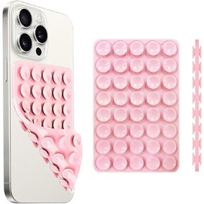 Silicone Suction Cup Phone Case Mount Double Sided, Phone Accessories Hands-Free Strong Grip Holder for Selfies and Videos, Silicon Phone Stand for iPhone and Android Light Pink, iphone sticky grip in Saudi Arabia