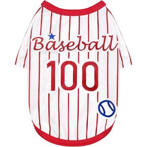 Paiaite Sleek Striped Dog Vest: Sleeveless Baseball-Style Dog Shirt, Ideal Fit for Small, Medium, and Large Breeds,Polyester Fabric for Comfort, Breathability, and Stretchiness Red M
