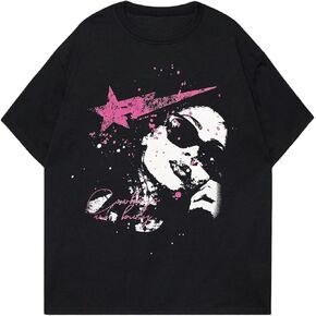 GORGLITTER Men's Color Block Letter Graphic Casual Short Sleeve T-Shirts