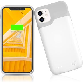 Battery Case for iPhone 11, 8500mAh Ultra- Slim Portable Protective Charging Case for iPhone 11, Rechargeable Extended Smart Charger Case Compatible with iPhone 11, 6.1 inch, White