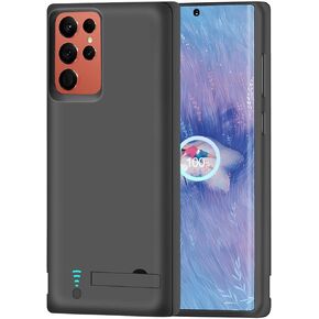 RUNSY [Upgraded] Battery Case for Samsung Galaxy S22 Ultra, 5000mAh Rechargeable Extended Battery Charging Charger Case, Add 100% Extra Juice, Not Compatible with S22 or S22+ (6.8 inch) Black