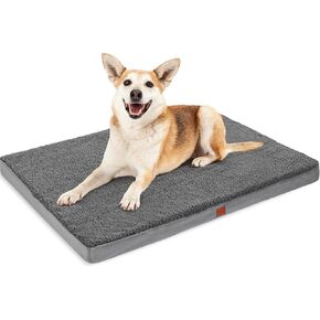 Orthopedic Dog Bed for Large Dogs - Waterproof Dog Crate Bed with Removable Washable Cover and Waterproof Lining, Egg Foam Kennel Pet Bed Mat,Suitable for Dogs Up to 100 lbs(41''x29, Grey)