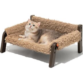 MEWOOFUN Elevated Dog Bed, Raised Dog Sofa with Non-Slip Bottom, Washable Pet Couch Bed Indoor & Outdoor Up to 66lbs (Plush Brown)