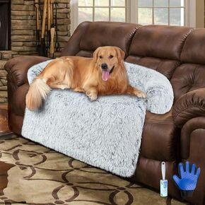 41" Dog Couch Bed Protector for Dogs Memory Foam, Removable Fluffy Plush Pet Dog Couch Cover for Dogs Washable, Dog Sofa Bed, Waterproof Dog Bed for Couch, Dog Cover for Couch for Furniture Protector