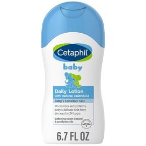 Cetaphil Baby Daily Lotion with Organic Calendula, NEW 13.5 fl oz, Vitamin E, Sweet Almond & Sunflower Oils, Mineral Oil Free, Paraben Free, Dermatologist Tested, Clinically Proven for Sensitive Skin